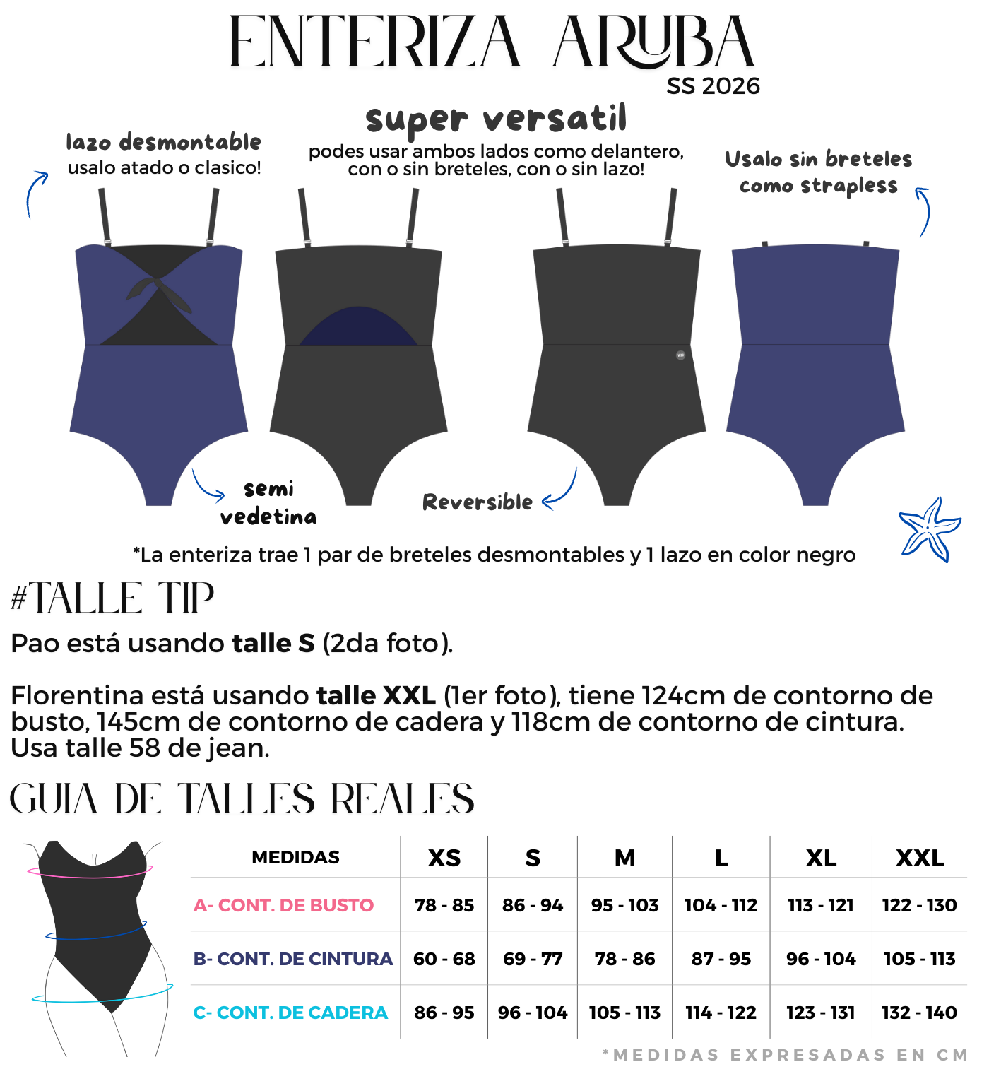enteriza negra y azul reversible